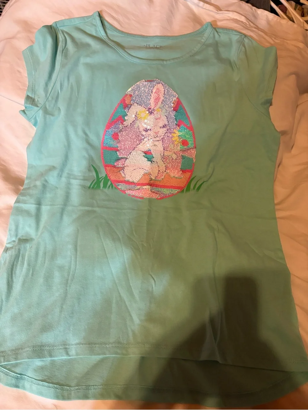 The Children's Place Mint Green Sequin Bunny Tee